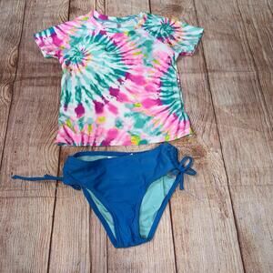 Limited Too Girls' Tie-Dye Rash Guard and Bikini Bottom Set Size 5/6